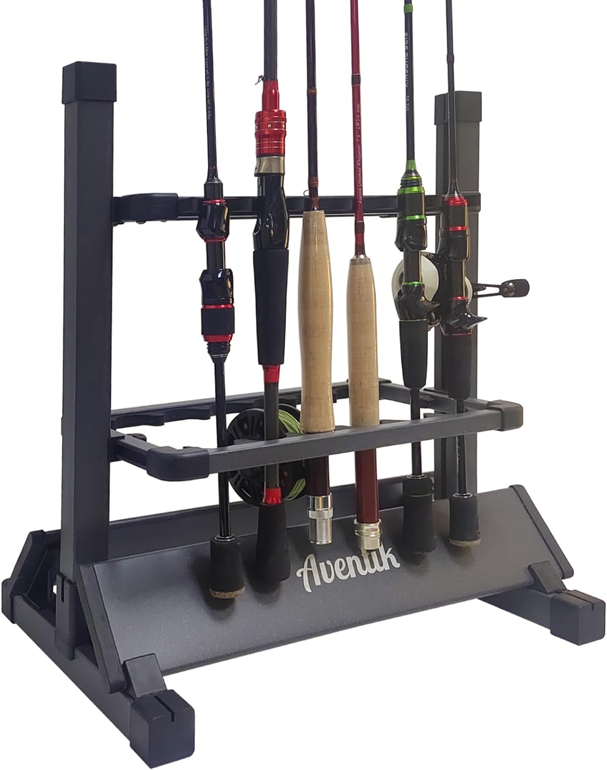 Aventik Fishing Rod Rack, Silver/Gunsmoke Aluminum 12&24 Rods Fishing Rod Holder Aventik Fishing Rod Rack, Silver/Gunsmoke Aluminum 12&24 Rods Fishing Rod Holder